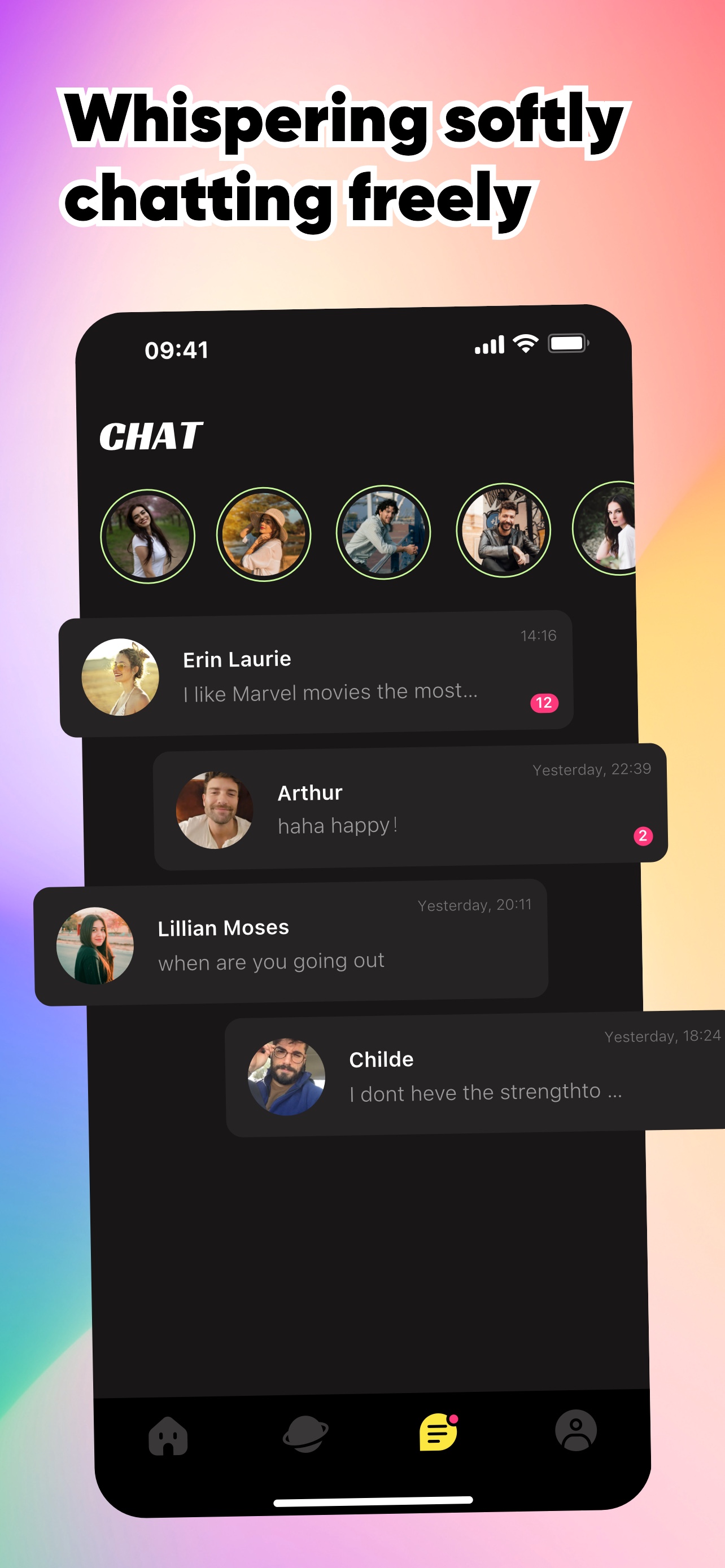 App screenshot private messages